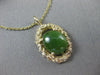 ANTIQUE LARGE 14KT YELLOW GOLD SOLITAIRE AAA OVAL JADE FILIGREE PENDANT #22662