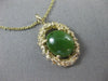 ANTIQUE LARGE 14KT YELLOW GOLD SOLITAIRE AAA OVAL JADE FILIGREE PENDANT #22662