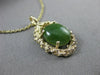 ANTIQUE LARGE 14KT YELLOW GOLD SOLITAIRE AAA OVAL JADE FILIGREE PENDANT #22662