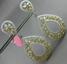 MASSIVE 16.43CT WHITE & FANCY YELLOW DIAMOND 18KT TWO TONE GOLD HANGING EARRINGS