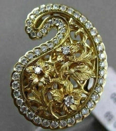 ANTIQUE LARGE .59CT DIAMOND 18KT YELLOW GOLD FLORAL FILIGREE FUN COCKTAIL RING