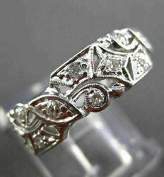 ANTIQUE OLD MINE DIAMOND PLATINUM FLORAL ETERNITY WEDDING ANNIVERSARY RING #3280
