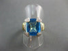 ANTIQUE 8.15CT DIAMOND & AAA LONDON BLUE TOPAZ 18KT 2 TONE HEART GOLD RING 22098