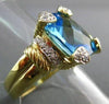 ANTIQUE 8.15CT DIAMOND & AAA LONDON BLUE TOPAZ 18KT 2 TONE HEART GOLD RING 22098