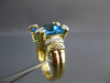 ANTIQUE 8.15CT DIAMOND & AAA LONDON BLUE TOPAZ 18KT 2 TONE HEART GOLD RING 22098