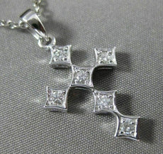 ANTIQUE SMALL .22CT DIAMOND 14KT WHITE GOLD ETOILE SQUARE CROSS PENDANT #12341