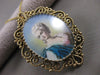 ANTIQUE ART NOUVEAU DIAMOND RUBY 14K GOLD LADY CAMEO FILIGREE PIN PENDANT #21228