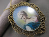 ANTIQUE ART NOUVEAU DIAMOND RUBY 14K GOLD LADY CAMEO FILIGREE PIN PENDANT #21228