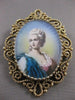 ANTIQUE ART NOUVEAU DIAMOND RUBY 14K GOLD LADY CAMEO FILIGREE PIN PENDANT #21228