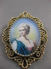 ANTIQUE ART NOUVEAU DIAMOND RUBY 14K GOLD LADY CAMEO FILIGREE PIN PENDANT #21228