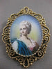 ANTIQUE ART NOUVEAU DIAMOND RUBY 14K GOLD LADY CAMEO FILIGREE PIN PENDANT #21228