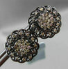 ANTIQUE LARGE .66CT FANCY COLOR DIAMOND 18KT BLACK GOLD FLOWER ETOILE EARRINGS