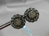 ANTIQUE LARGE .66CT FANCY COLOR DIAMOND 18KT BLACK GOLD FLOWER ETOILE EARRINGS