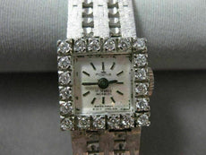 ANTIQUE .45CT OLD MINE DIAMOND 18KT WHITE GOLD FORTIS 17 JEWELS WATCH #18918