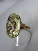 ANTIQUE LARGE 25CT OVAL GREEN AMETHYST 14KT YELLOW GOLD COCKTAIL RING #21928