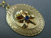 ANTIQUE LARGE .10CT SAPPHIRE PEARL 14K YELLOW GOLD HAPPY BIRTHDAY PENDANT #21188