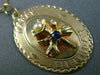 ANTIQUE LARGE .10CT SAPPHIRE PEARL 14K YELLOW GOLD HAPPY BIRTHDAY PENDANT #21188