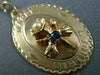 ANTIQUE LARGE .10CT SAPPHIRE PEARL 14K YELLOW GOLD HAPPY BIRTHDAY PENDANT #21188
