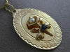ANTIQUE LARGE .10CT SAPPHIRE PEARL 14K YELLOW GOLD HAPPY BIRTHDAY PENDANT #21188