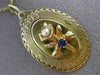 ANTIQUE LARGE .10CT SAPPHIRE PEARL 14K YELLOW GOLD HAPPY BIRTHDAY PENDANT #21188