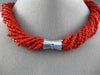 ANTIQUE AAA CORAL STAINLESS STEEL 3D MULTI STRAND BEADED BOW NECKLACE #25872