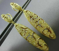 LARGE 3.16CT FANCY YELLOW DIAMOND 18KT YELLOW GOLD OPEN CANOE CLIP ON EARRINGS
