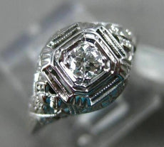 ANTIQUE .15CT OLD MINE DIAMOND 18KT WHITE GOLD 3D SOLITAIRE ENGAGEMENT RING 2128