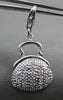 ANTIQUE LARGE DIAMOND 14KT WHITE GOLD 3D PURSE PENDANT / CHARM BRACELET #15724