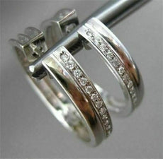 ESTATE WIDE .50CT DIAMOND HOOPS 14KT WHITE GOLD EARRINGS F/G VVS BEAUTIFUL #1439