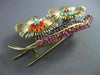 ANTIQUE LARGE 1.75CT MULTI GEM 14KT YELLOW GOLD DOUBLE FLOWER LEAF BROOCH #25412