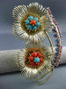 ANTIQUE LARGE 1.75CT MULTI GEM 14KT YELLOW GOLD DOUBLE FLOWER LEAF BROOCH #25412