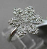 ANTIQUE .39CT DIAMOND 18KT WHITE GOLD 3D FILIGREE PAVE SNOWFLAKE FLOWER RING