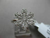 ANTIQUE .39CT DIAMOND 18KT WHITE GOLD 3D FILIGREE PAVE SNOWFLAKE FLOWER RING