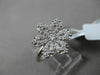 ANTIQUE .39CT DIAMOND 18KT WHITE GOLD 3D FILIGREE PAVE SNOWFLAKE FLOWER RING