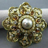 ANTIQUE 5.0CT CITRINE & DIAMOND 18K WHITE & YELLOW GOLD FLOWER PIN PENDANT #1957