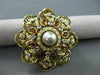 ANTIQUE 5.0CT CITRINE & DIAMOND 18K WHITE & YELLOW GOLD FLOWER PIN PENDANT #1957