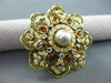 ANTIQUE 5.0CT CITRINE & DIAMOND 18K WHITE & YELLOW GOLD FLOWER PIN PENDANT #1957