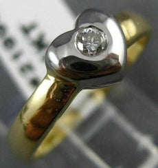 ESTATE .08CT DIAMOND 14K WHITE & YELLOW GOLD SOLITAIRE HEART PROMISE RING #21996