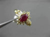 ANTIQUE 1.05CT DIAMOND & AAA RUBY 14KT YELLOW GOLD CLUSTER ENGAGEMENT RING
