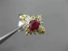 ANTIQUE 1.05CT DIAMOND & AAA RUBY 14KT YELLOW GOLD CLUSTER ENGAGEMENT RING