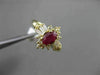 ANTIQUE 1.05CT DIAMOND & AAA RUBY 14KT YELLOW GOLD CLUSTER ENGAGEMENT RING