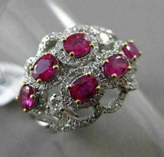 ANTIQUE LARGE 1.96CT DIAMOND & RUBY 18KT WHITE & YELLOW GOLD 3D ETOILE FUN RING