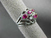 ANTIQUE LARGE 1.96CT DIAMOND & RUBY 18KT WHITE & YELLOW GOLD 3D ETOILE FUN RING