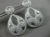 ANTIQUE LARGE 2.98CT DIAMOND 14KT WHITE GOLD FILIGREE FLORAL DROP EARRINGS 21706