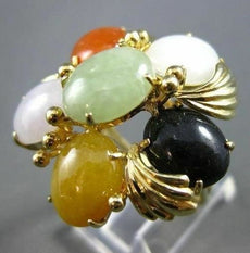 ANTIQUE LARGE MULTI GEM 14KT YELLOW GOLD FLOWER RING ONE OF A KIND!! #2745