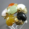 ANTIQUE LARGE MULTI GEM 14KT YELLOW GOLD FLOWER RING ONE OF A KIND!! #2745