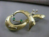 LARGE ANTIQUE OLD MINE DIAMOND EMERALD BOW 18KT W YELLOW GOLD PIN BROOCH #20404
