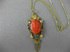 ANTIQUE PEARL & CORAL 14KT YELLOW GOLD VICTORIAN 3D HANDCRAFTED PENDANT #24431