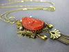 ANTIQUE PEARL & CORAL 14KT YELLOW GOLD VICTORIAN 3D HANDCRAFTED PENDANT #24431