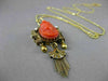 ANTIQUE PEARL & CORAL 14KT YELLOW GOLD VICTORIAN 3D HANDCRAFTED PENDANT #24431